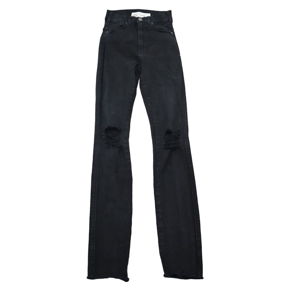 Dr Denim Pants Womens 20W Black High Rise Ripped Knees Moxy Skinny Fit Jeans